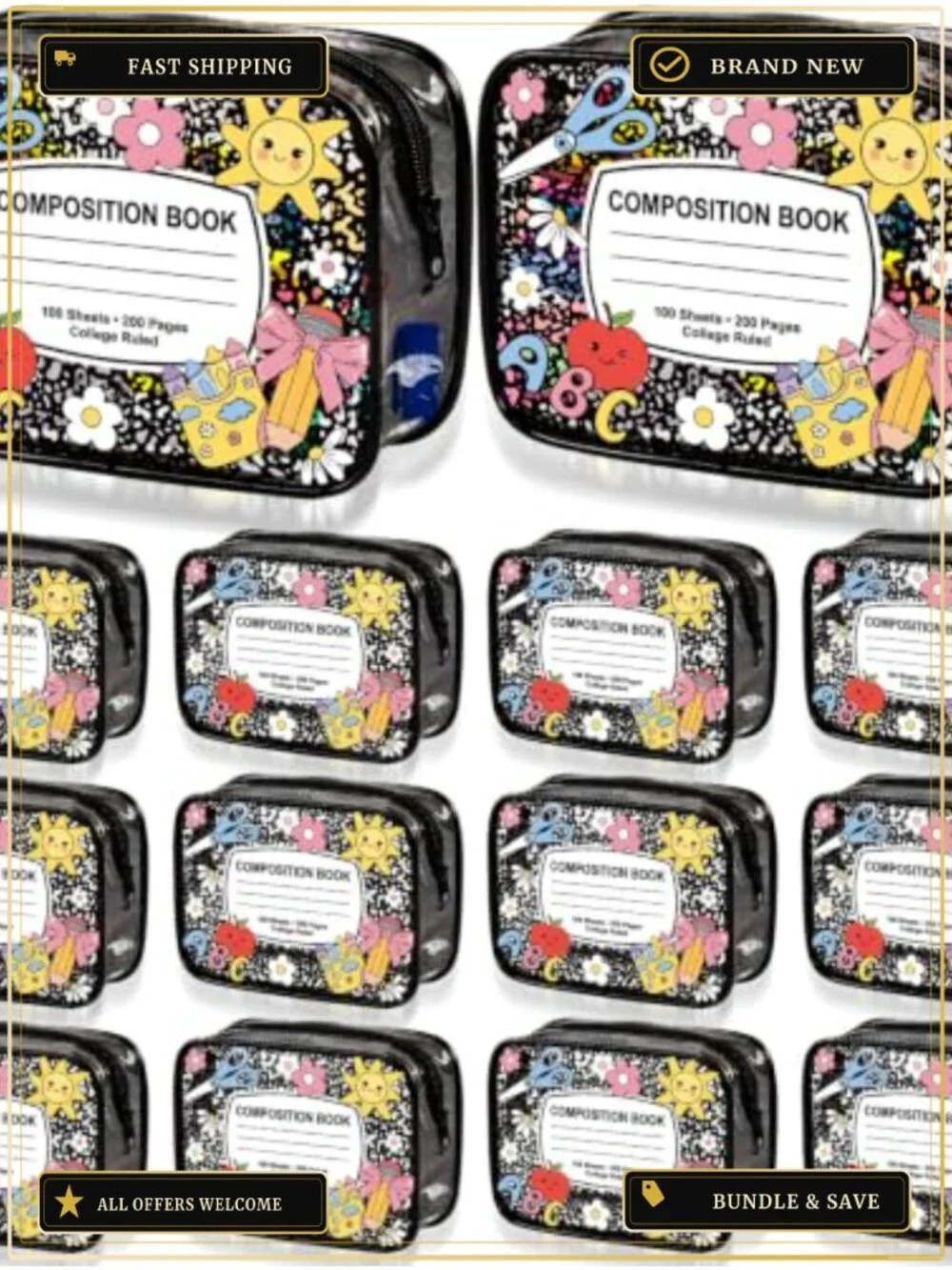 12 Pcs Clear PVC Zipper Cosmetic Pouch Teacher Survival Kit Bag Bulk School